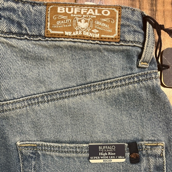 BUFFALO David Bitton ALICE High Rise Super Wide Leg Distressed Cotton Jeans 25 - Picture 3 of 15